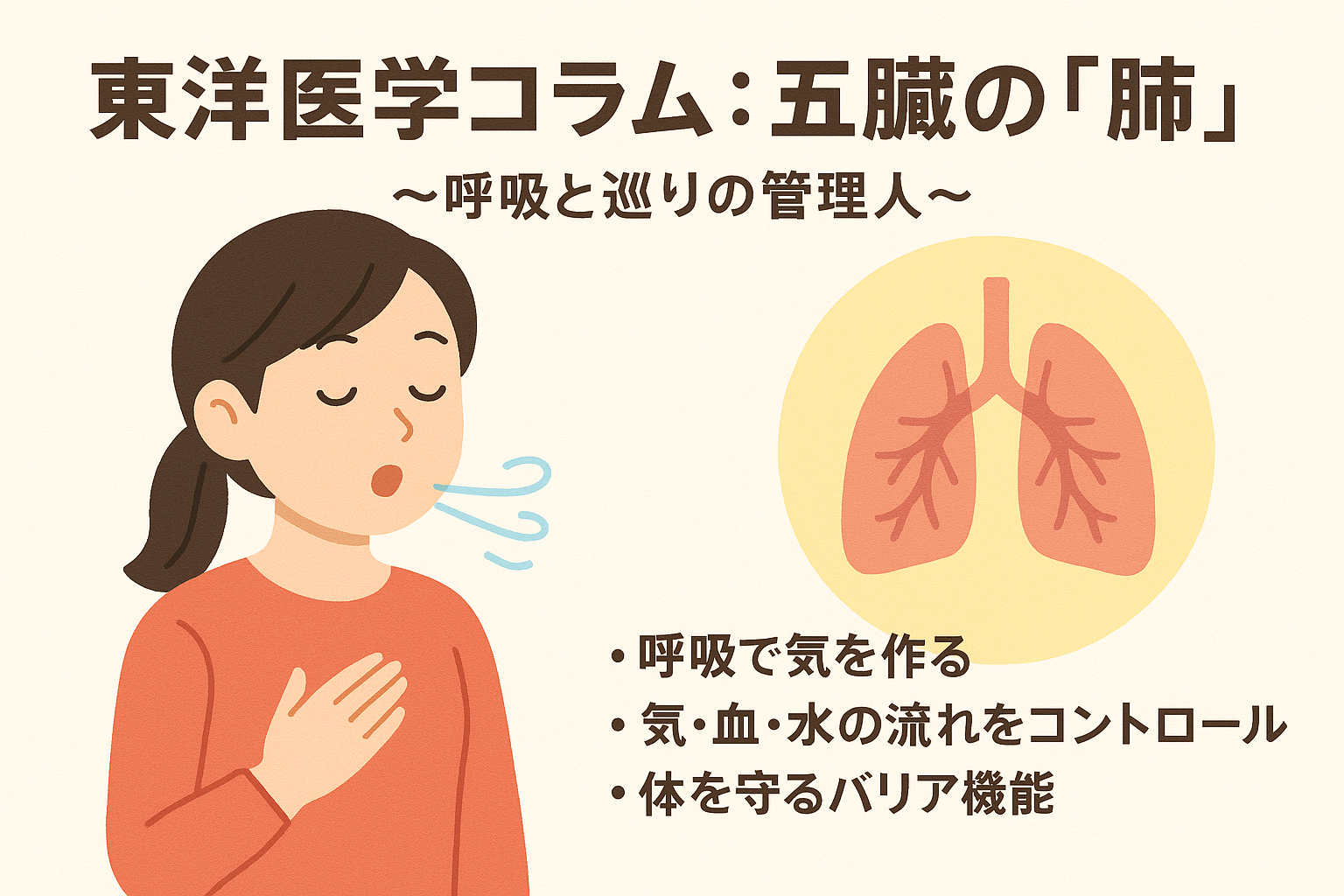 東洋医学コラム：五臓の「肺」〜呼吸と巡りの管理人〜